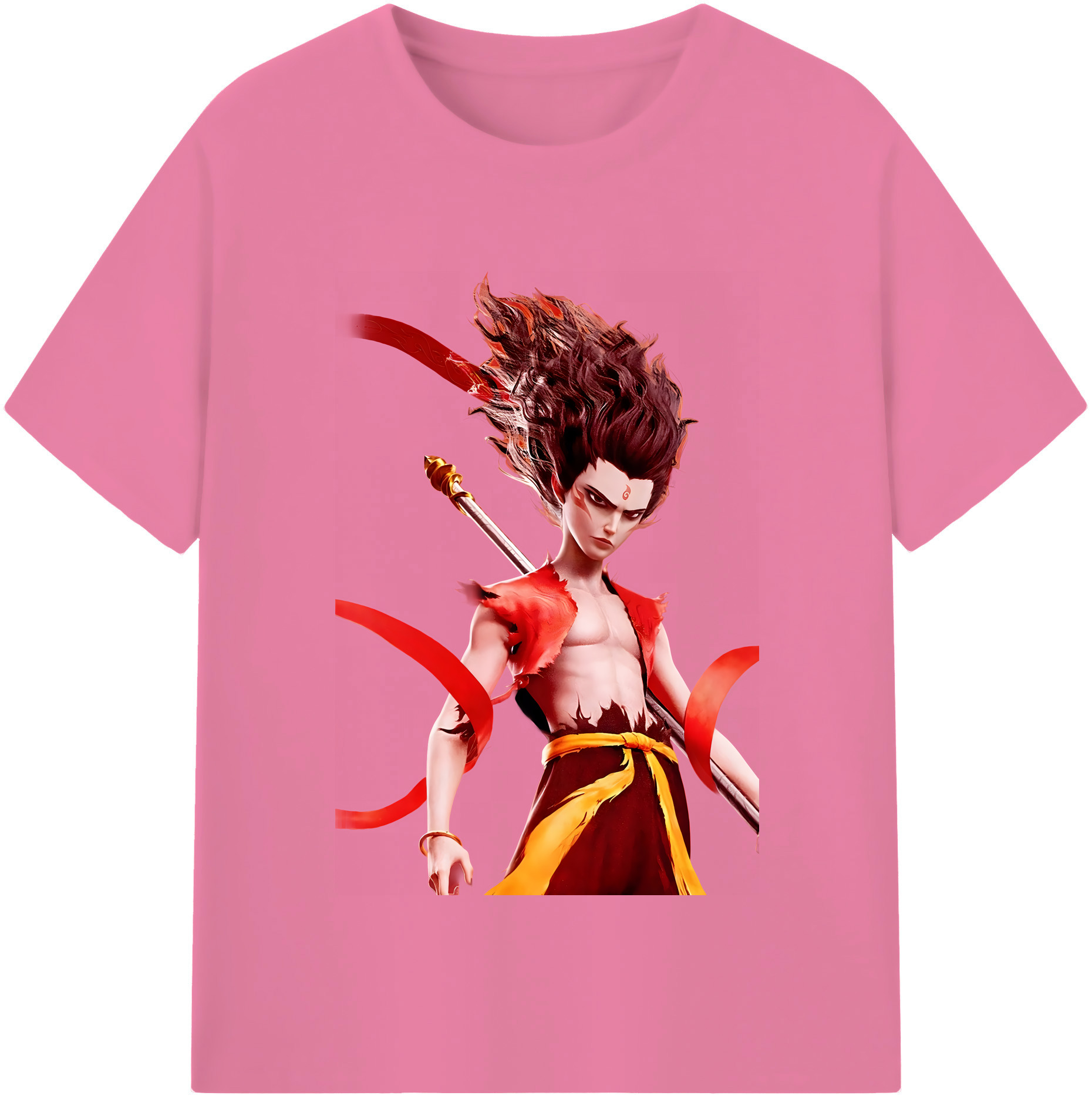 （画像用） Ne Zha 2 ナタ 魔童の大暴れ 綿100％半袖Tシャツ（フロントプリント）